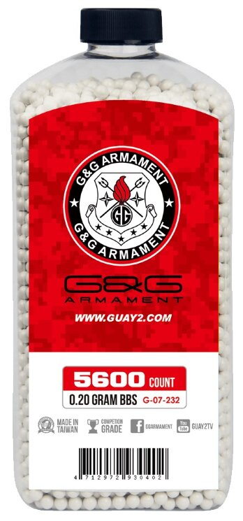 Шарики G&G 0,20 (5600 шт.,белые, бутылка) (групповая тара 12 бутылок) - G-07-232