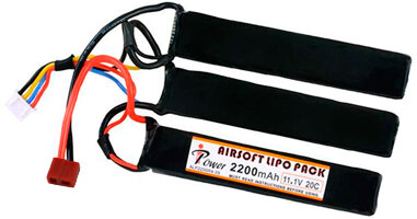 АКБ iPower 11.1V LiPO 2200mAh 20с ALP2200R4A-3S2P 100x20x10 x3 Т-разъем трехлепестковый