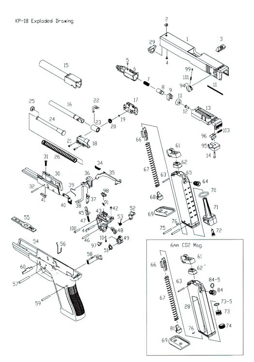 KJW KP-17/18 поджимной винт под баллон CO2 Part 74