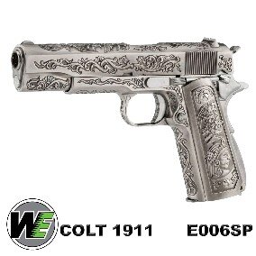 ПИСТОЛЕТ ПНЕВМ. WE COLT M1911А1, металл, хромированный, гравировка, WE-E006SP-BOX